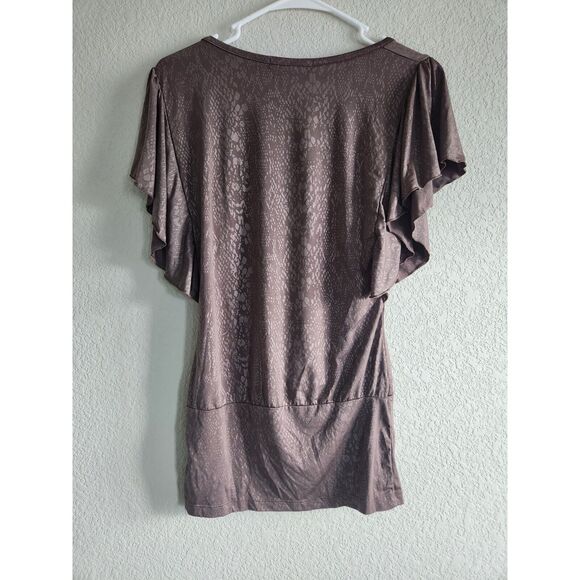 Vintage Y2K Charlotte Russe Sz S Tunic Top Purple Metallic Snakeskin Print - Picture 4 of 4